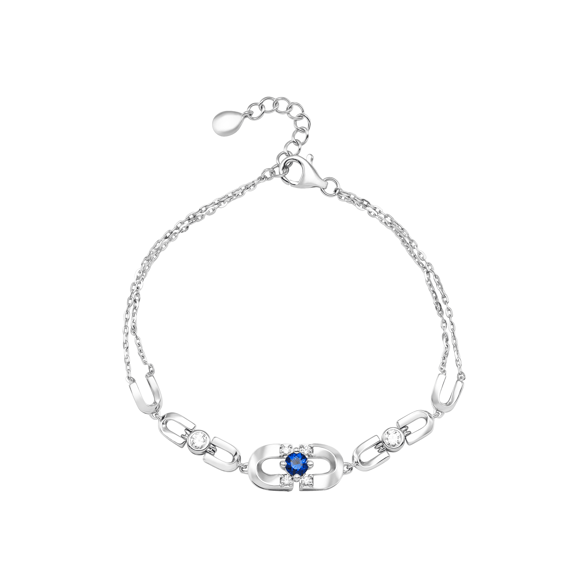 Lắc tay Vàng trắng 10K Đính đá Sapphire PNJ Magnétique SPXMW000108