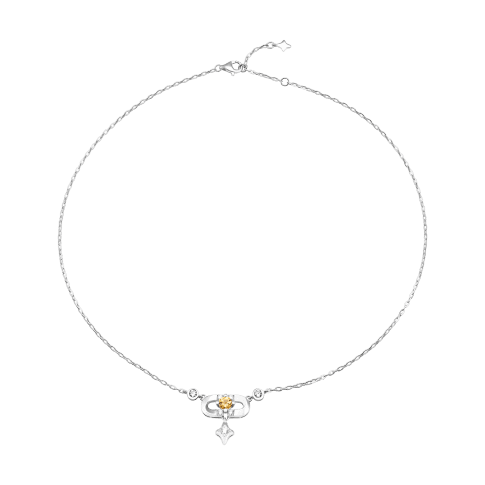 Dây cổ Vàng trắng 10K Đính đá Citrine PNJ Magnétique CTXMW000004